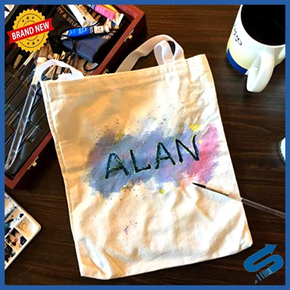 Natural Canvas Tote Bags Bulk Pack DIY Crafting Embroidery Reusable Grocery